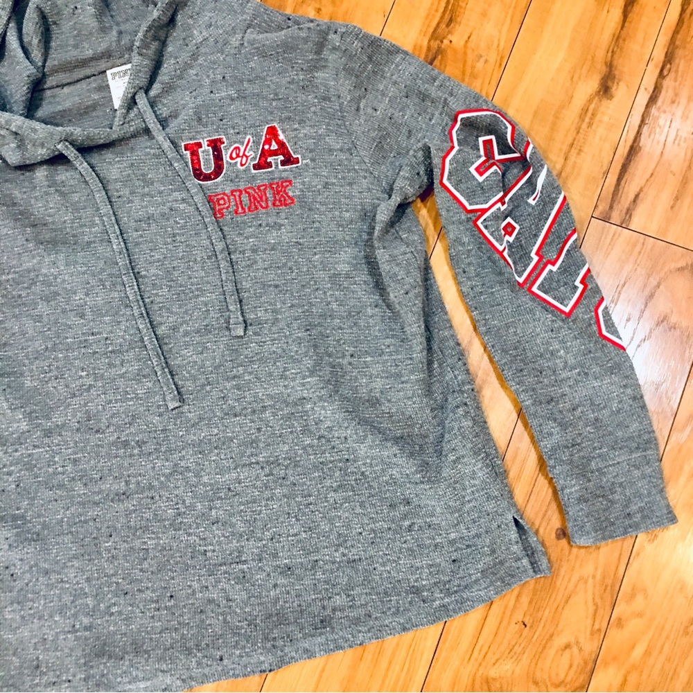 Arizona college PINK Victoria's Secret waffle knit sweatshirt top hoodie grey